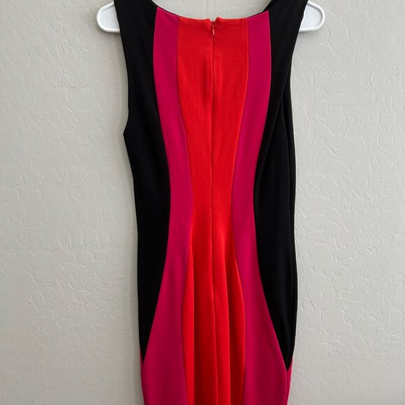 Tahari Color Block Fitted Sheath Dress – Red, Orange & Black (Size 8) - Picture 2 of 3